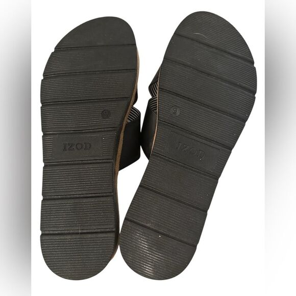 Izod Women's Alyssa Sandals Slides Slip-on Black Size 9 - Picture 6 of 8